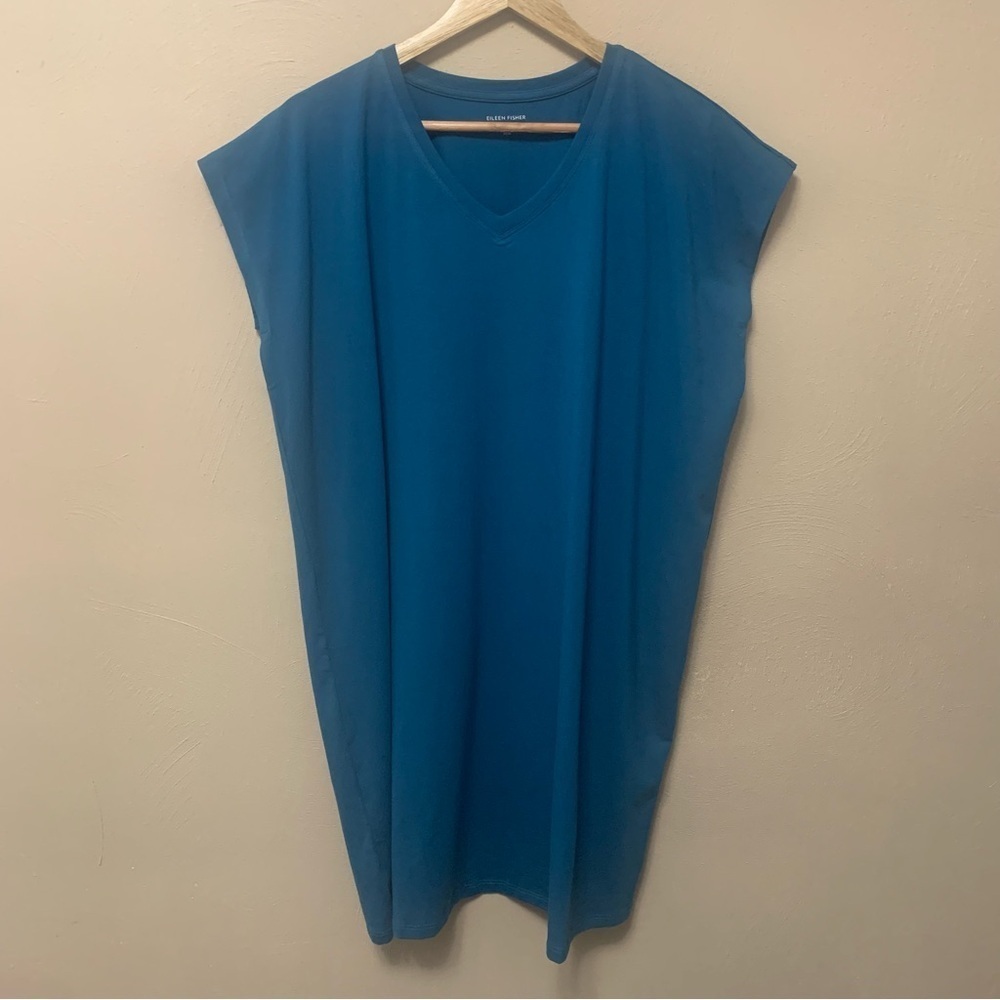Eileen Fisher Pima Cotton Stretch Jersey V-Neck Dress Size Medium NWT New